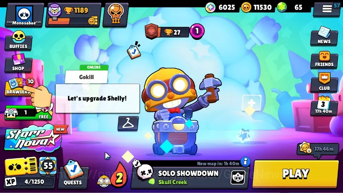 Brawl Stars Accounts 1189 Trophy|17 Brawlers 1 Max Lvl Full Buffies Edgar|6025 Bling|1 Epic Skin(Kiiro Pawlette),1 Rare 1