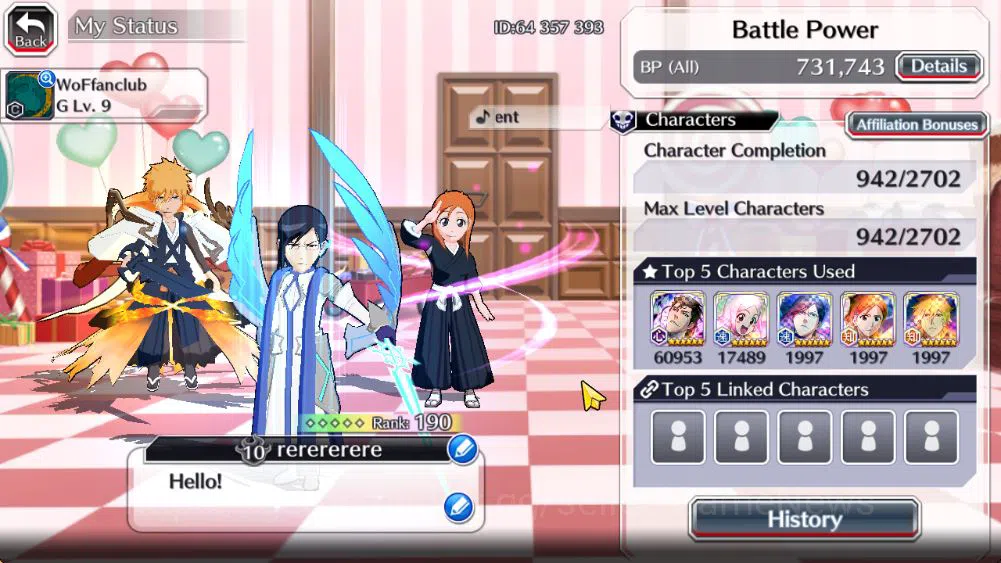 Bleach: Brave Souls Accounts Mid-Tier [GLOBAL]50K Orb|10th Anniv(Rukia,Ichigo),Valentine2026(Yachiru,Rukia),Aizen 3