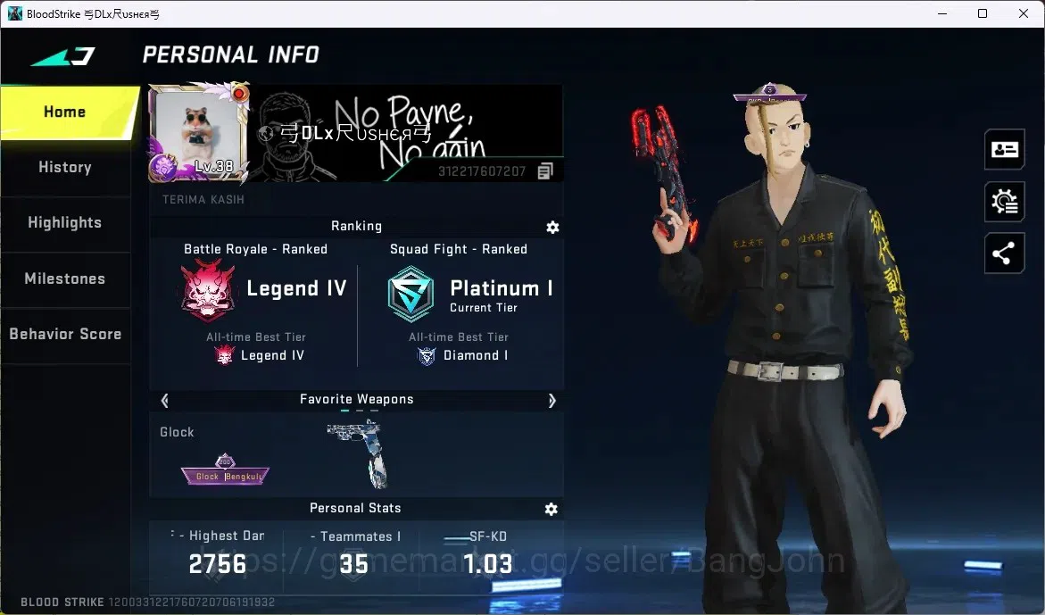 Blood Strike Accounts ASIA | STRIKER COLLAB SPIKE - KEN RYUGUJI|2 TR|3 7 image 1