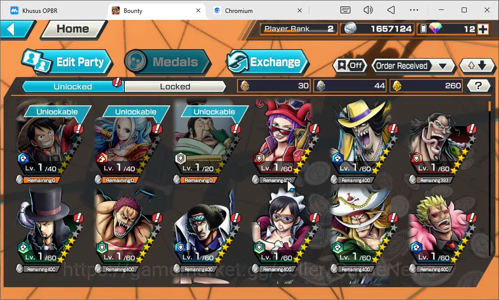 One Piece Bounty Rush Accounts Starter Global|3EX|DD Shanks,BMO Kaido,T5E Nusjuro|Rank2|Bandai|Check(OPBR2258) 4