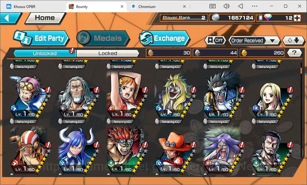 One Piece Bounty Rush Accounts Starter Global|3EX|DD Shanks,BMO Kaido,T5E Nusjuro|Rank2|Bandai|Check(OPBR2258) 5