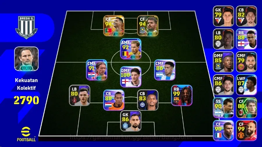 eFootball Accounts Others Android|PW 2790|Cristiano Ronaldo BigT,Kevin De Bruyne ShowT,Luka Modric ShowT,Diego Costa 1