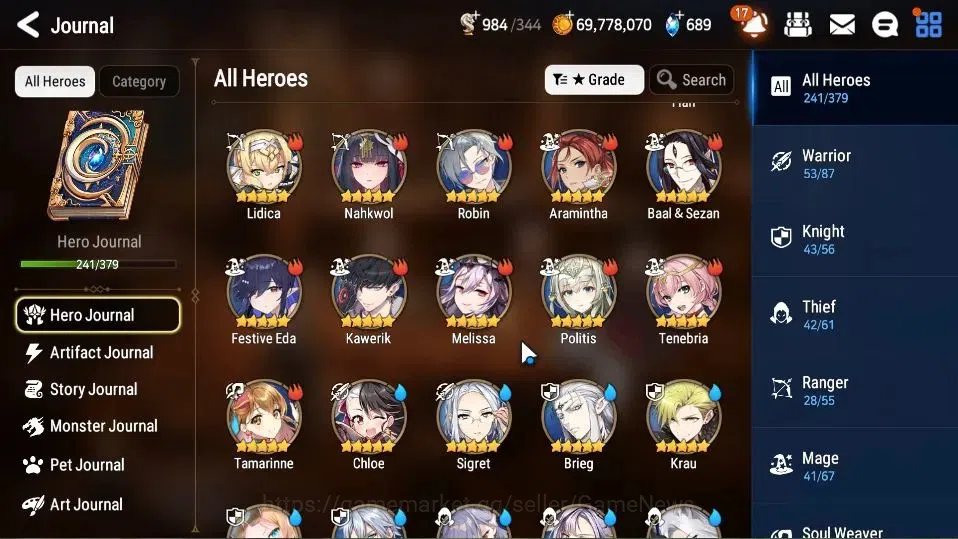 Epic Seven Accounts Collaboration Hero KOREA Verif|24 ML[Notos,LOTScales,Har setti,Genesis Ras,Etc]+Full Collab 10