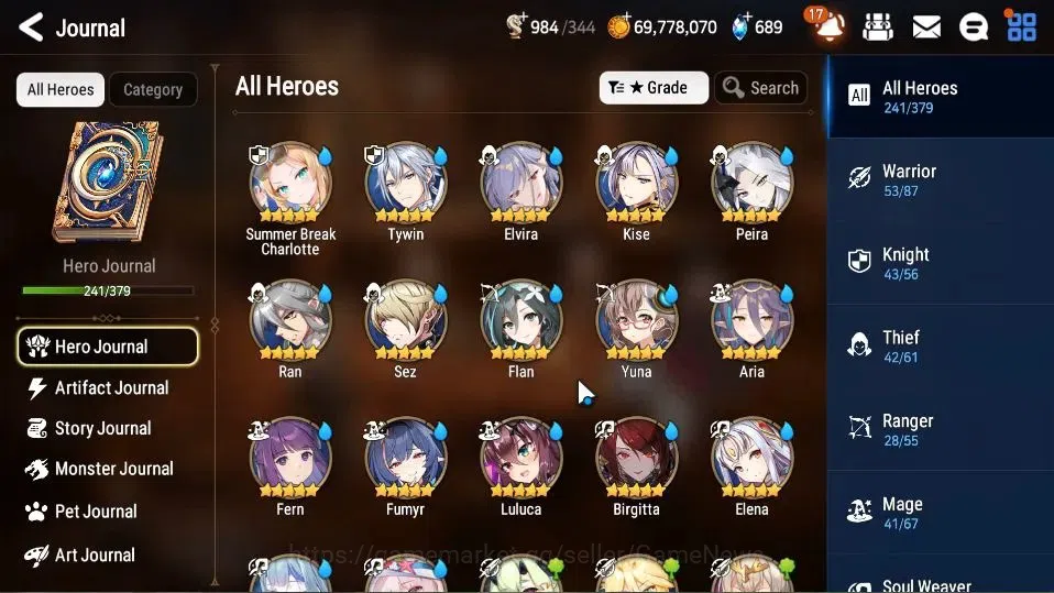 Epic Seven Accounts Collaboration Hero KOREA Verif|24 ML[Notos,LOTScales,Har setti,Genesis Ras,Etc]+Full Collab 11