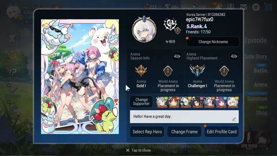 Epic Seven Accounts Collaboration Hero KOREA Verif|24 ML[Notos,LOTScales,Har setti,Genesis Ras,Etc]+Full Collab 2