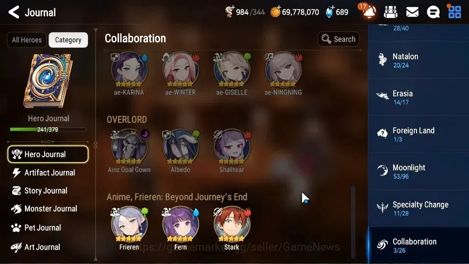 Epic Seven Accounts Collaboration Hero KOREA Verif|24 ML[Notos,LOTScales,Har setti,Genesis Ras,Etc]+Full Collab 6