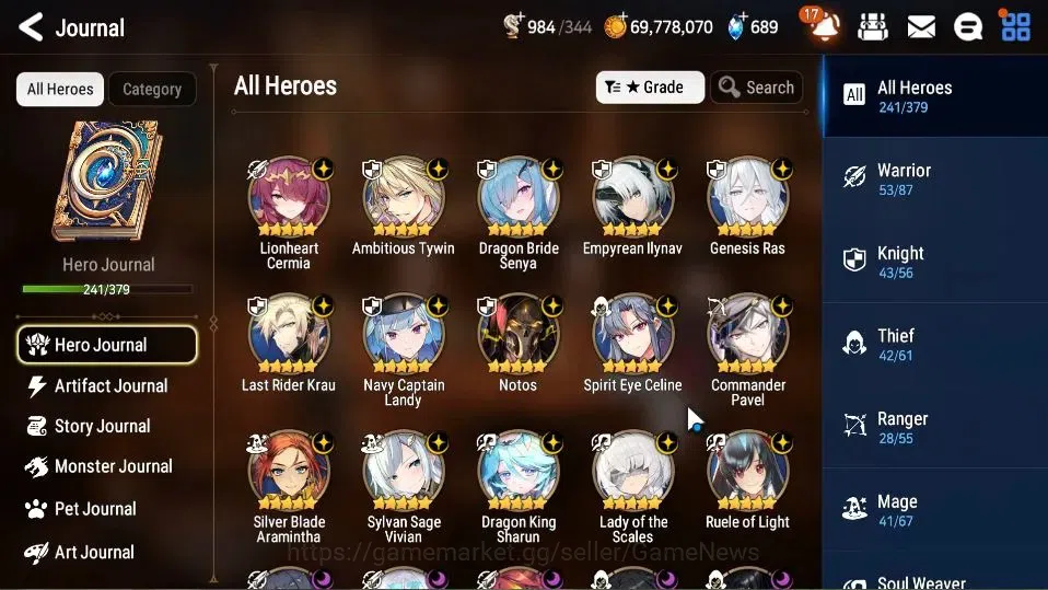 Epic Seven Accounts Collaboration Hero KOREA Verif|24 ML[Notos,LOTScales,Har setti,Genesis Ras,Etc]+Full Collab 7