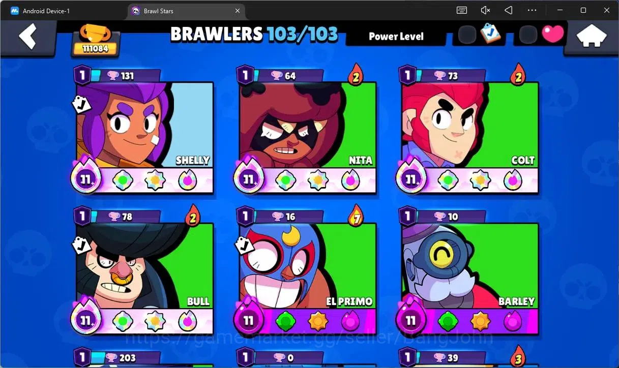 Brawl Stars Accounts Global |111084 Trophy|103 Brawler|86 Max Hyperchar image 5