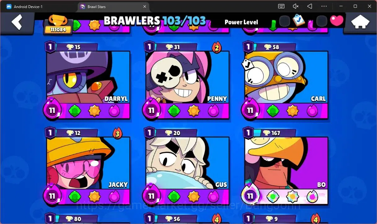 Brawl Stars Accounts Global |111084 Trophy|103 Brawler|86 Max Hyperchar image 7