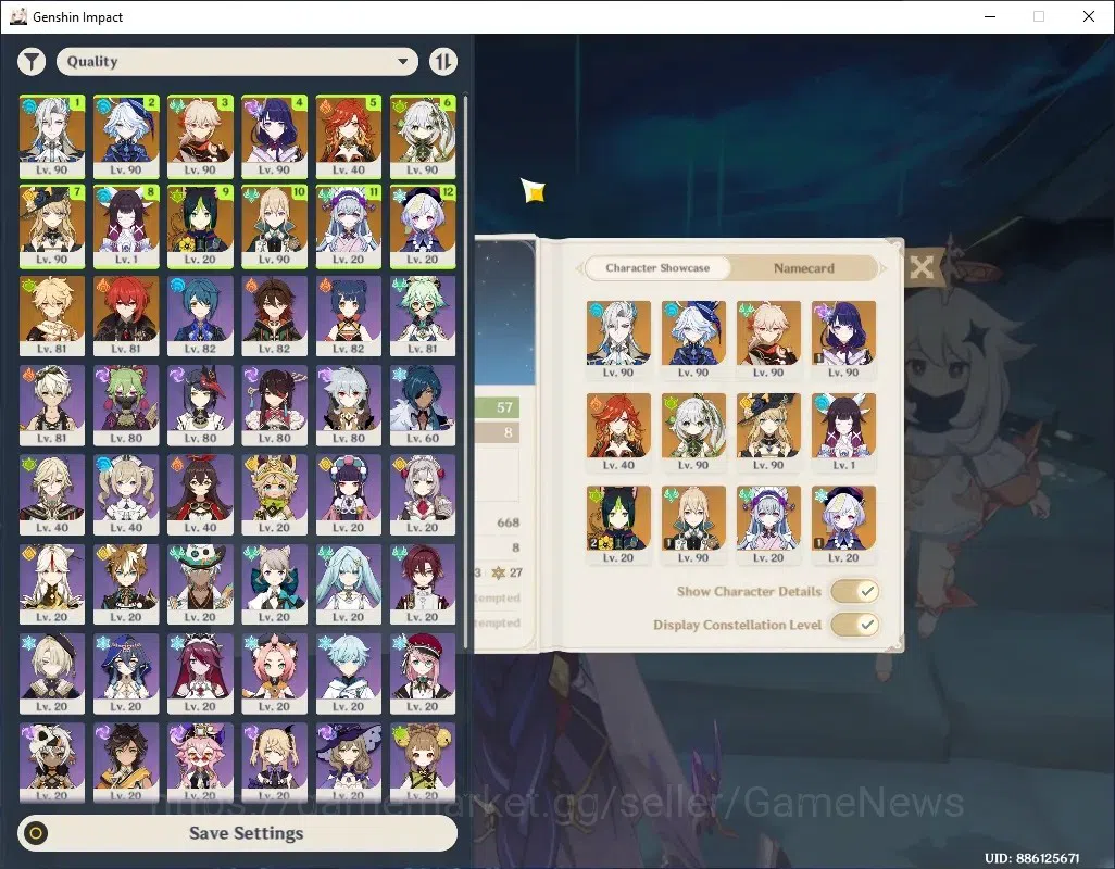 Genshin Impact Accounts Others ASIA|AR 57| Neuvillette Pream Team| 8 Limited + 5 (*5Weapon)| (Raiden Shogun 1