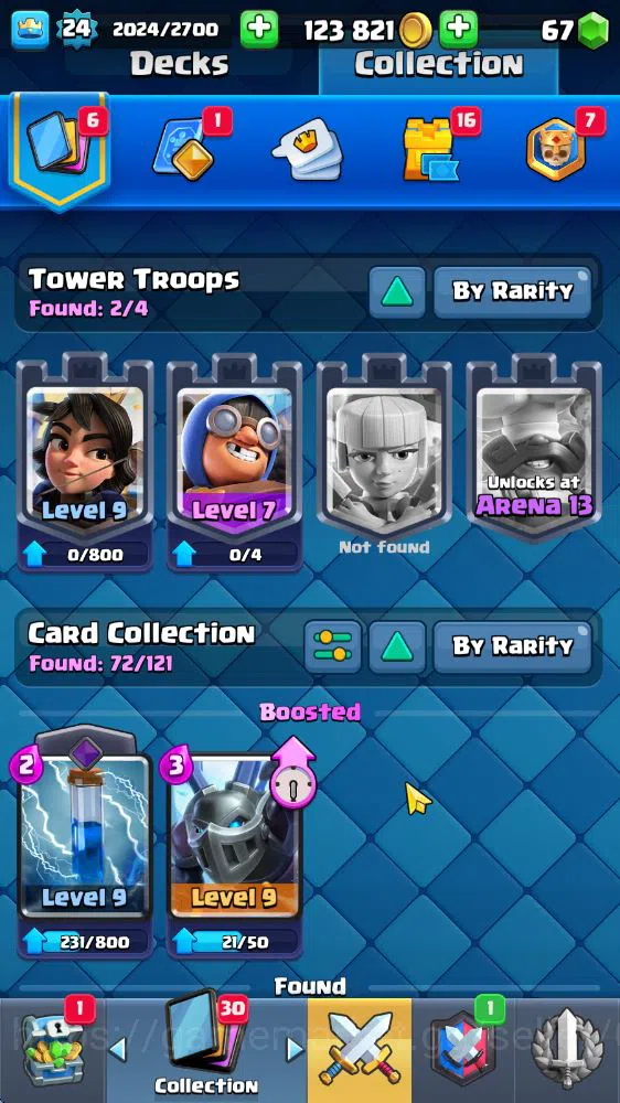 Clash Royale Accounts Midgame Lv 24|Trophy 3806|KTL 9|Limited Skin|Card 72|3 EVO 2 Legendary 20 Epic 24 Rare 26 4