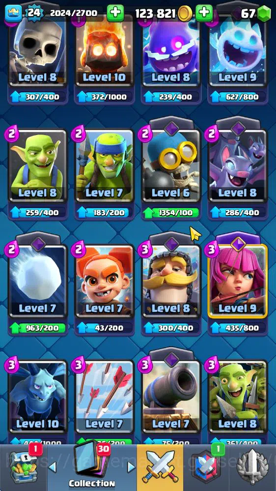 Clash Royale Accounts Midgame Lv 24|Trophy 3806|KTL 9|Limited Skin|Card 72|3 EVO 2 Legendary 20 Epic 24 Rare 26 6