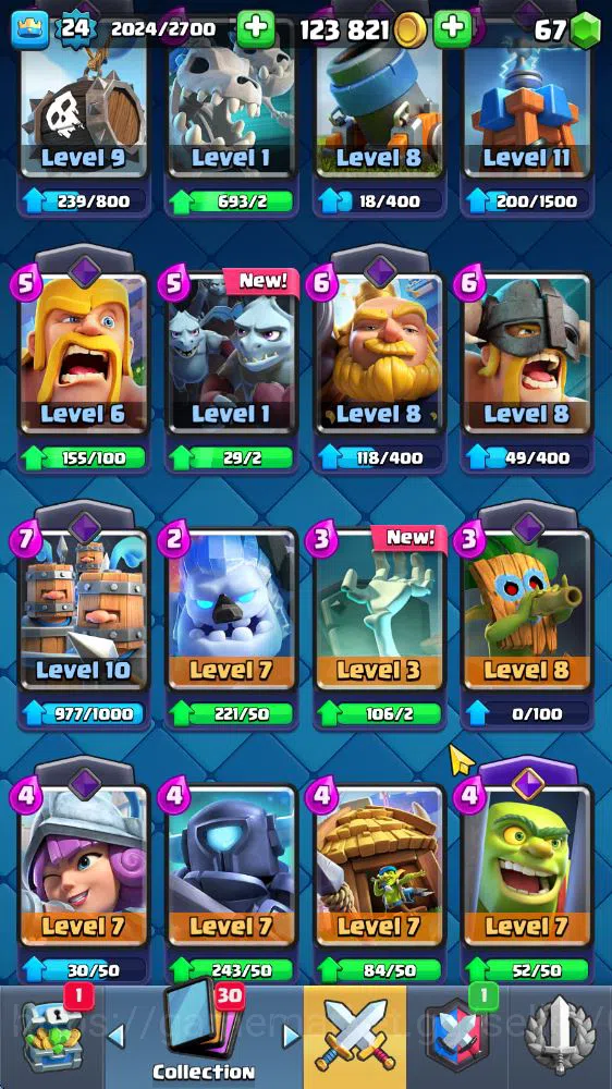 Clash Royale Accounts Midgame Lv 24|Trophy 3806|KTL 9|Limited Skin|Card 72|3 EVO 2 Legendary 20 Epic 24 Rare 26 7