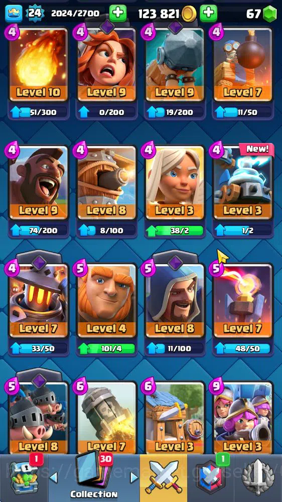 Clash Royale Accounts Midgame Lv 24|Trophy 3806|KTL 9|Limited Skin|Card 72|3 EVO 2 Legendary 20 Epic 24 Rare 26 8