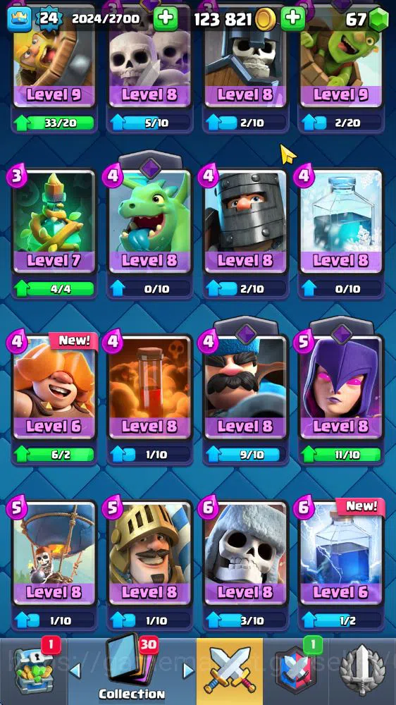 Clash Royale Accounts Midgame Lv 24|Trophy 3806|KTL 9|Limited Skin|Card 72|3 EVO 2 Legendary 20 Epic 24 Rare 26 9