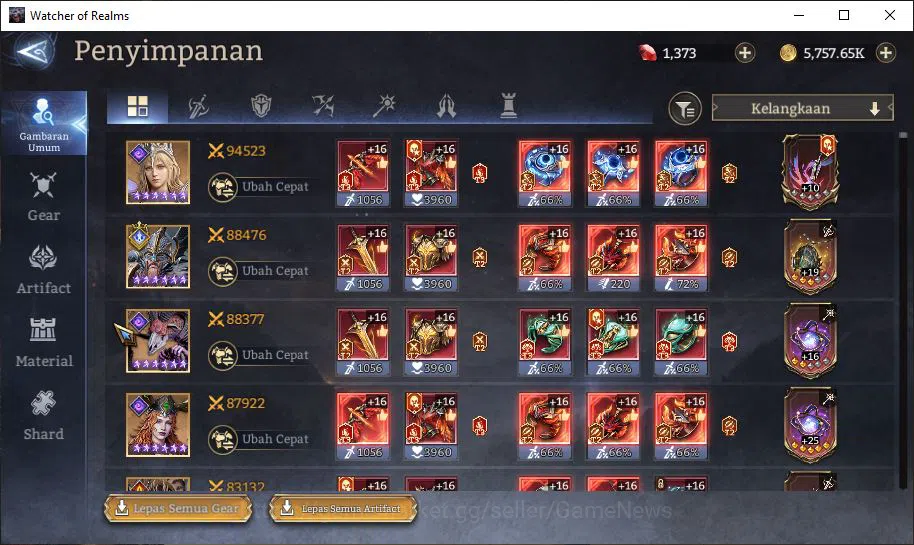 Watcher of Realms Accounts GLOBAL 60x|2,7M Power|5 Lord[LayaA1,Elddr,Etc]|23  image 10