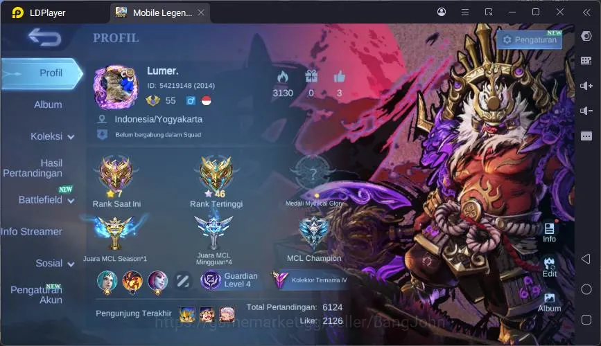 Mobile Legends: Bang Bang Accounts Collector Global|Hero 132|Skin 200|Legend Franco+Gord,KP Thamuz,Kof Karina,6 1