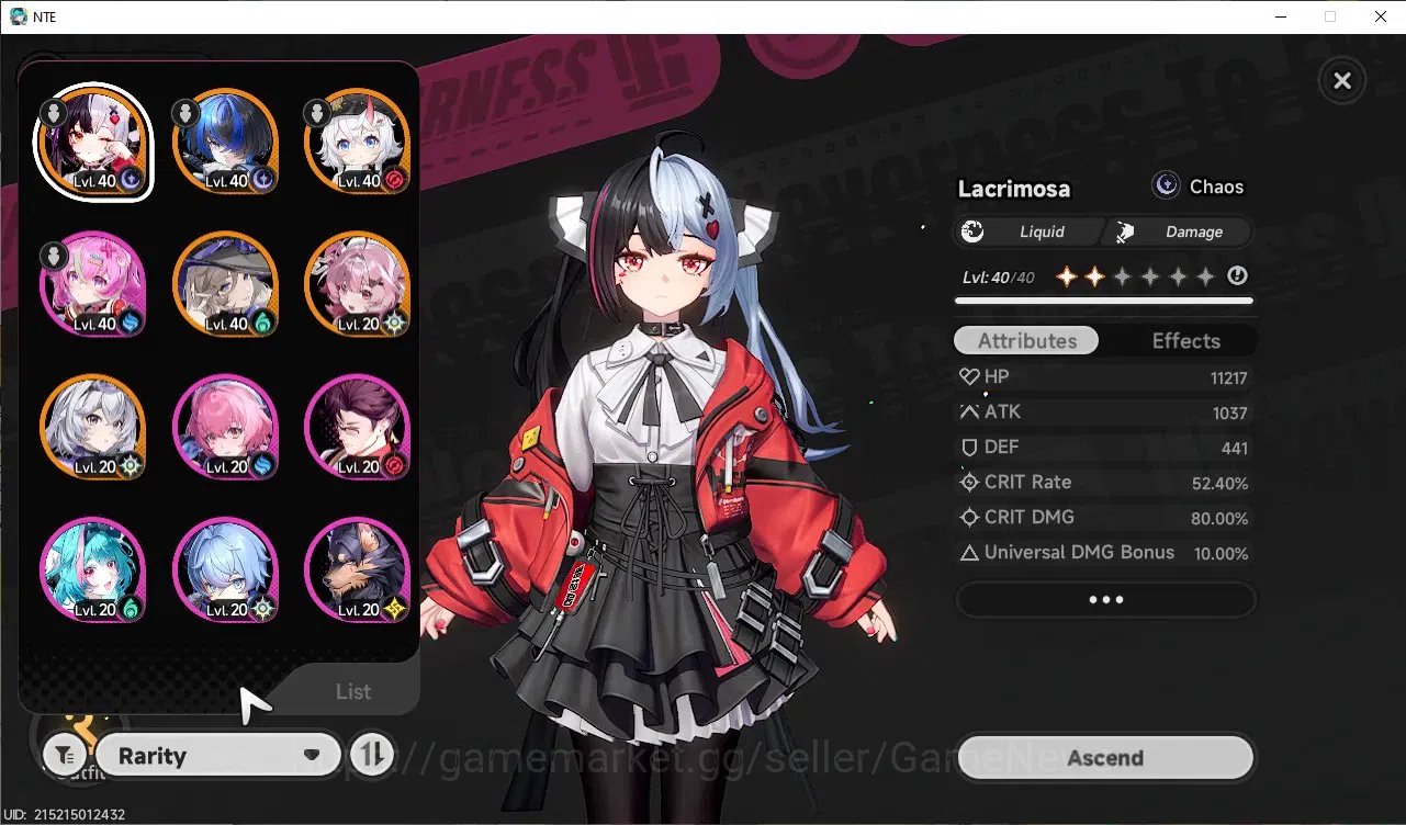 Neverness to Everness Accounts GLOBAL SEA|HL 29|TL 20|5 SSR 1 Limit[LacrimosaA1+S image 2