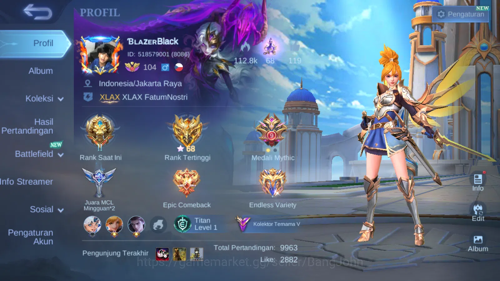Hero 131 | skin 228 | sanrio floryn | lightborn fanny | lightborn alucard | 9th pace fanny | lightborn harith | epic lunox | dragon t kimmy ~ ML373B Mobile Legends: Bang Bang Others Hero 131 | skin 228 | sanrio floryn | lightborn fa image 1