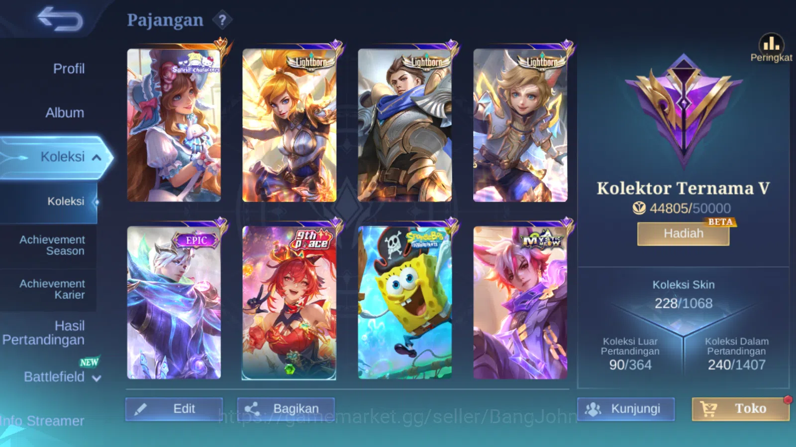 Mobile Legends: Bang Bang Accounts Others Hero 131 | skin 228 | sanrio floryn | lightborn fanny | lightborn alucard | 9th 5
