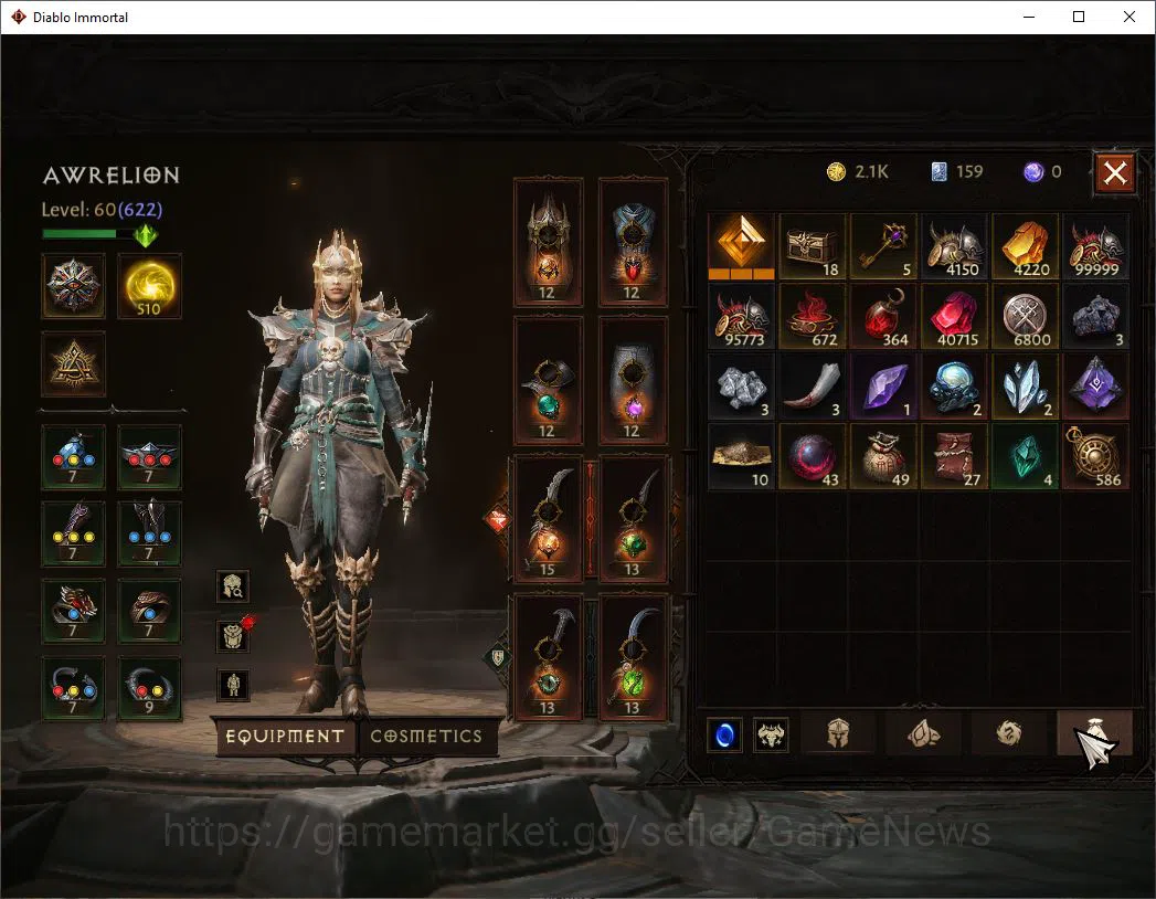 Diablo Immortal Accounts SEA-Izual|Lv60(622)|Tempest|35k Cr|Reso 510|Parago image 7