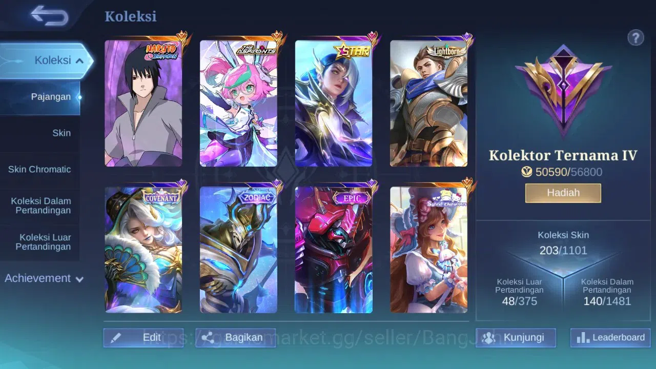 Mobile Legends: Bang Bang Accounts GLOBAL Hero 109 Skin 203 | Sasuke | Aspirant Chang image 8