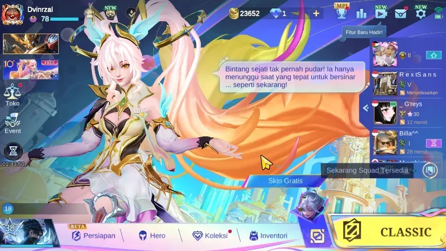 Mobile Legends: Bang Bang Accounts Collector Hero 128|Skin 222|Ex Glory 61|Collector Natalia,5 LightBorn,3 DTamer,15 Epic,3 1