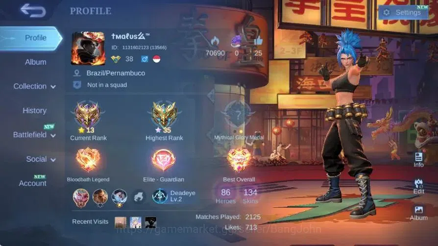 Mobile Legends: Bang Bang Accounts Global|Skin 134|Expert|KOF Karina|PRIME Beatrix|Ch image 20
