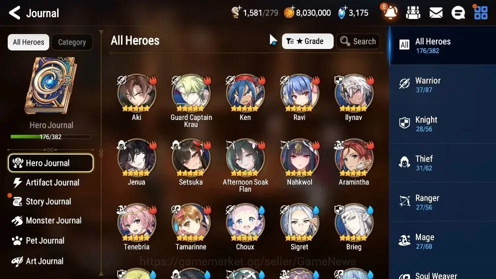 Epic Seven Accounts High-End Global UnVerif|NewEra|13 ML(LOT Scales,RnL,Zio,Belian,BW Iseria,etc)+Estelle,Setsuka,TA 7