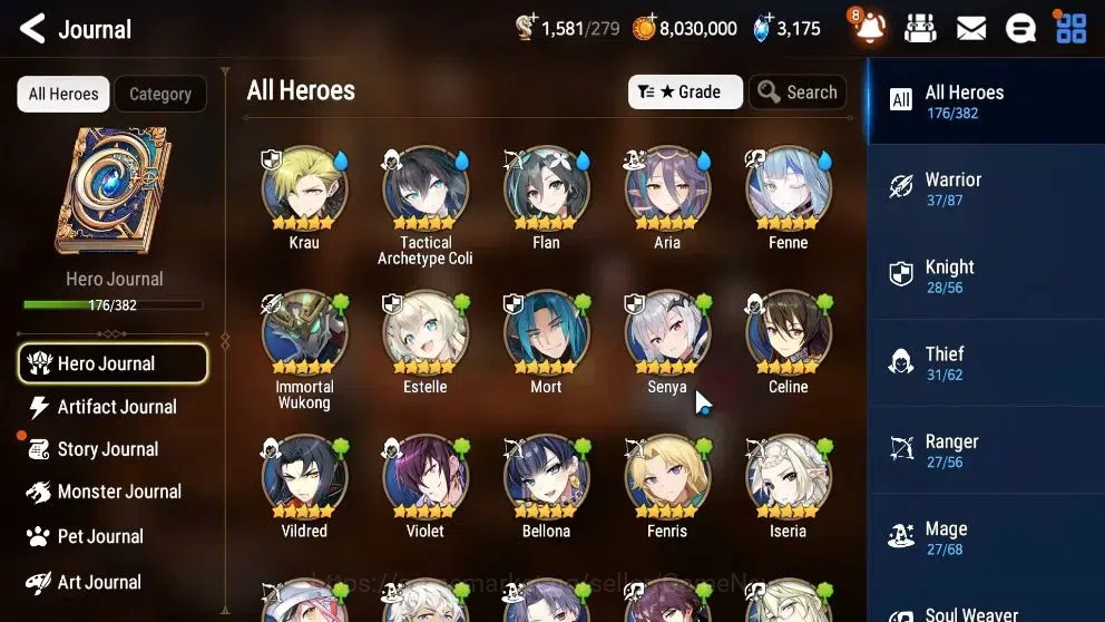 Epic Seven Accounts High-End Global UnVerif|NewEra|13 ML(LOT Scales,RnL,Zio,Belian,BW Iseria,etc)+Estelle,Setsuka,TA 8