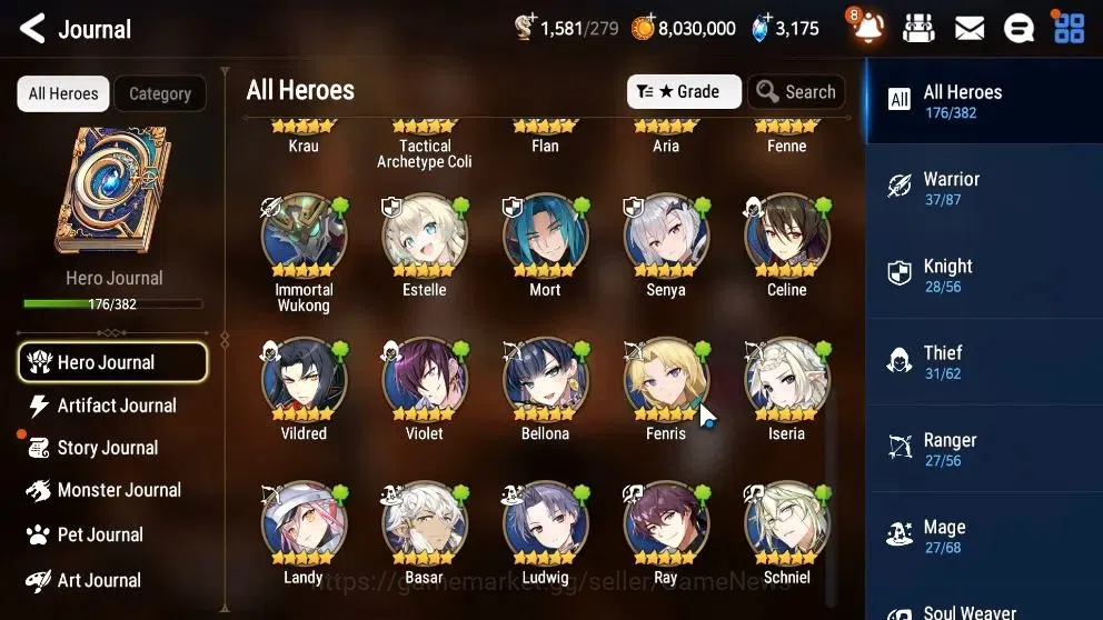 Epic Seven Accounts High-End Global UnVerif|NewEra|13 ML(LOT Scales,RnL,Zio,Belian,BW Iseria,etc)+Estelle,Setsuka,TA 9