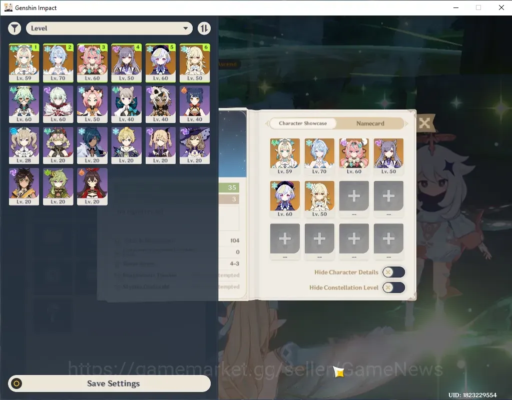 Genshin Impact Accounts Others Asia|AR 35|3 Limited + 2(*5 Weapon)|Vesna,Odette,Varesa|1 Standard Char Qiqi|Female MC|Take 1