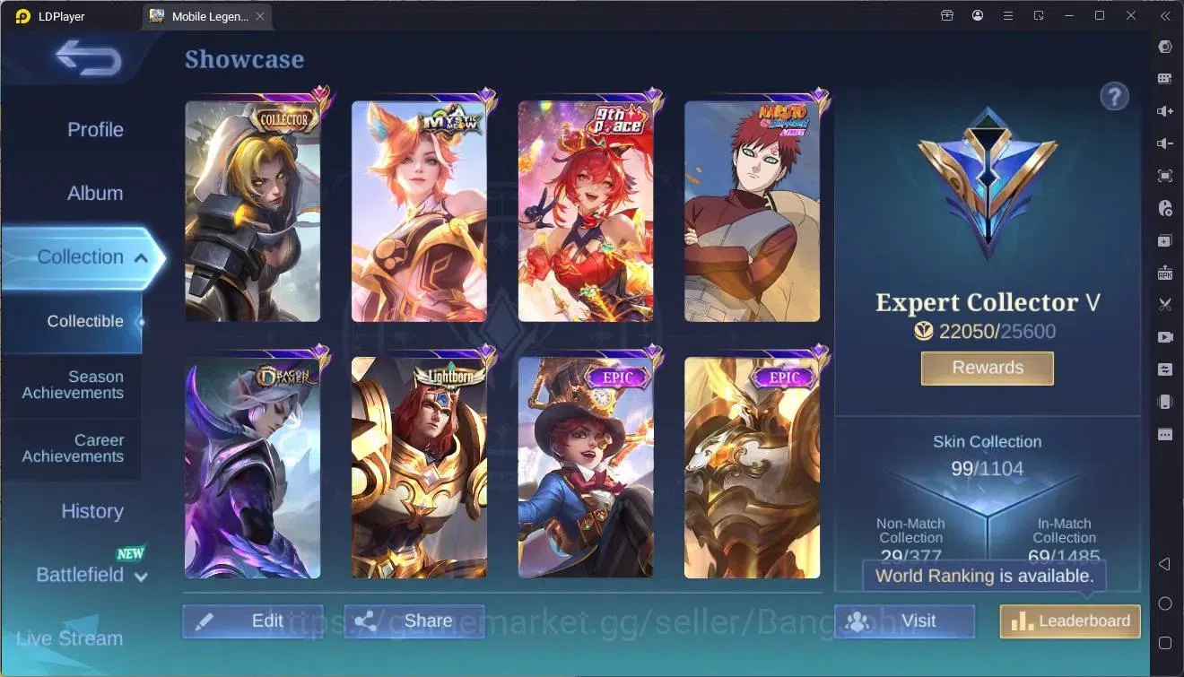 Mobile Legends: Bang Bang Accounts Global|Hero 74|Skin 99|Expert|CC Natalia|Naruto Va image 20