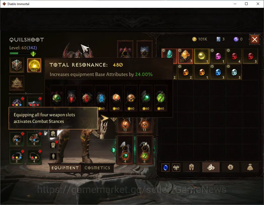 Diablo Immortal Accounts Mid-Tier SEA - Izual|Lv60(342)|Demon Hunter|31K CR|Reso 480| Paragon Maledictor|Inferno I|Hell Lv 6