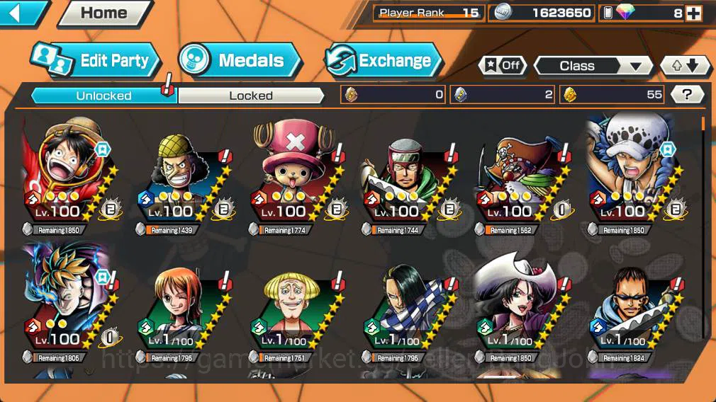 One Piece Bounty Rush Accounts Others GLOBAL | EX2| trafalgal law, seraphim snake, many medal material check SS OPBR250B 3