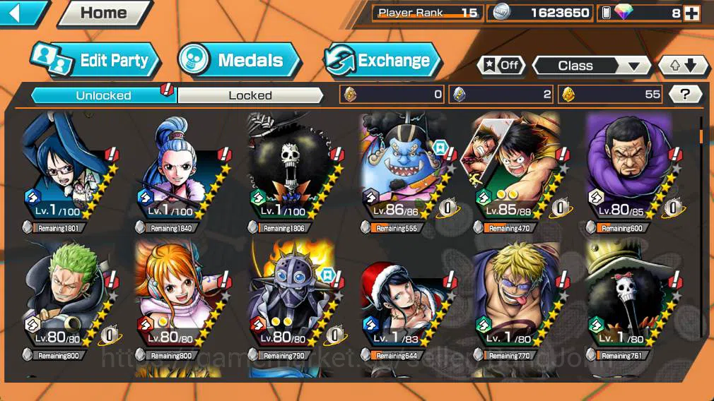 One Piece Bounty Rush Accounts Others GLOBAL | EX2| trafalgal law, seraphim snake, many medal material check SS OPBR250B 4