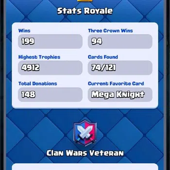 Clash Royale Accounts High-End Mobile |Lv 631|Trophy 4912|Arena 14|1 Champ|5 EVO card|Fav Mega Knight|2 Boosted|Card