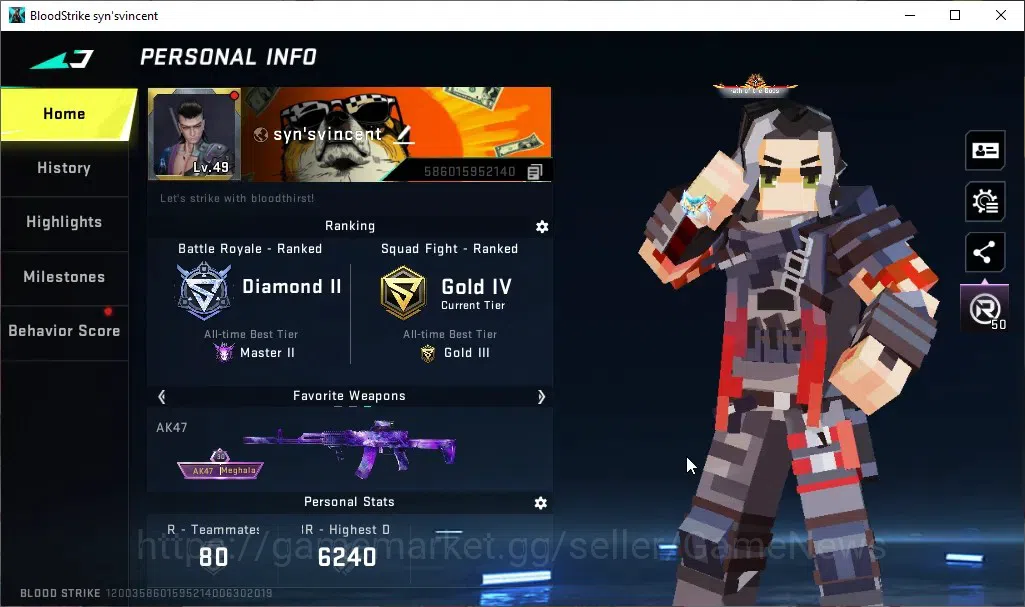 Blood Strike Accounts ASIA|Ultra Melee TalonKnife-Sanctum,Striker Lucian image 2