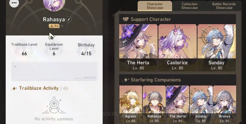 Honkai Star Rail Accounts Mid Game ASIA|TL 66|8 Limited Castorice+Sign,Hyacine,TheHerta+Sign,Aglaea,Sunday,Dante,Etc|MC 2