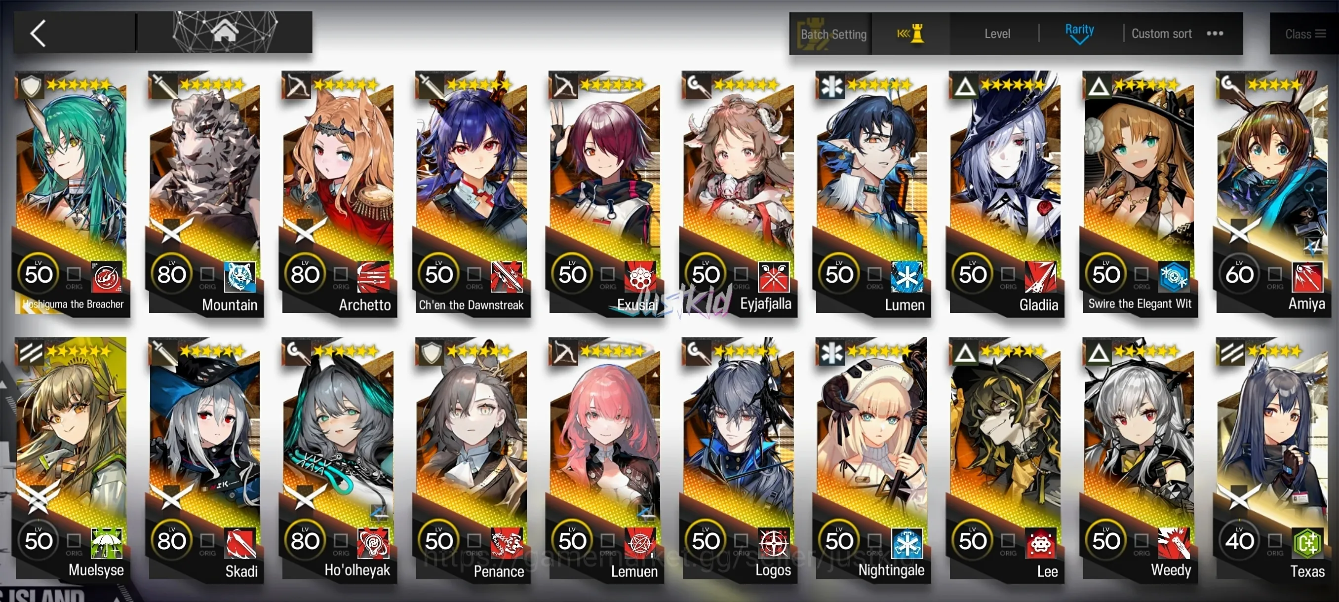 Arknights Accounts Mid-Tier ARKNIGHTS GLOBAL EARLYMID 18*6 , 2 LIMITED HOSHI ALTER,MUELSYSE , LOGOS,LEMUEN,CHEN 1