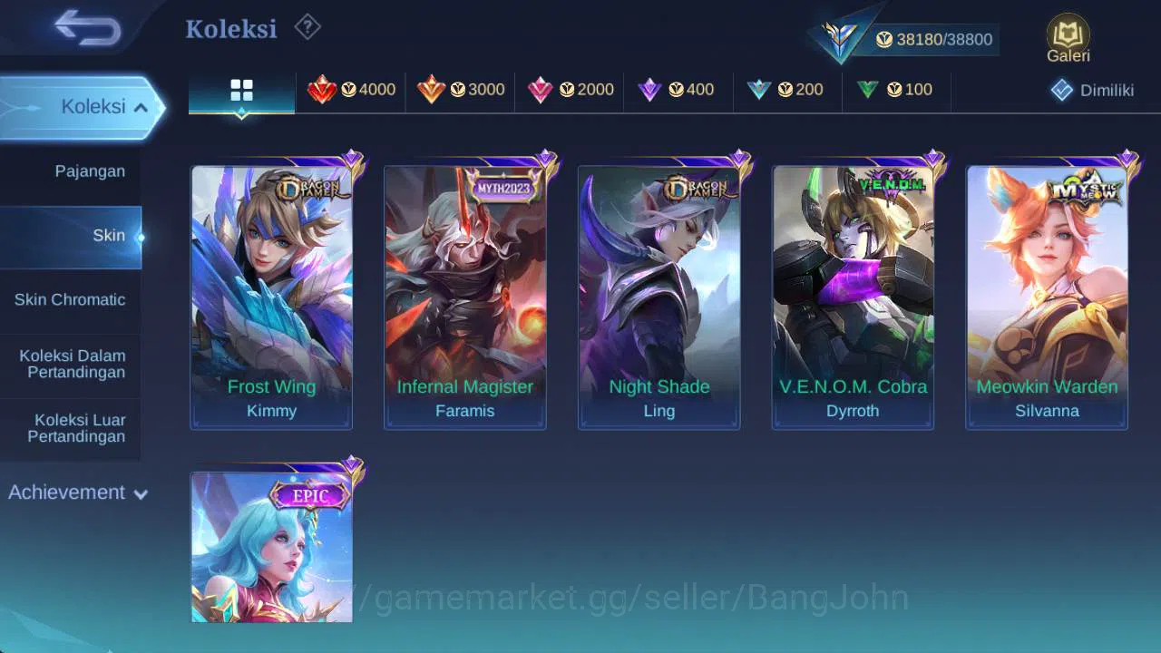 Mobile Legends: Bang Bang Accounts Global|exprt|skin 183,hero 109, LB lance, Saber fr image 10