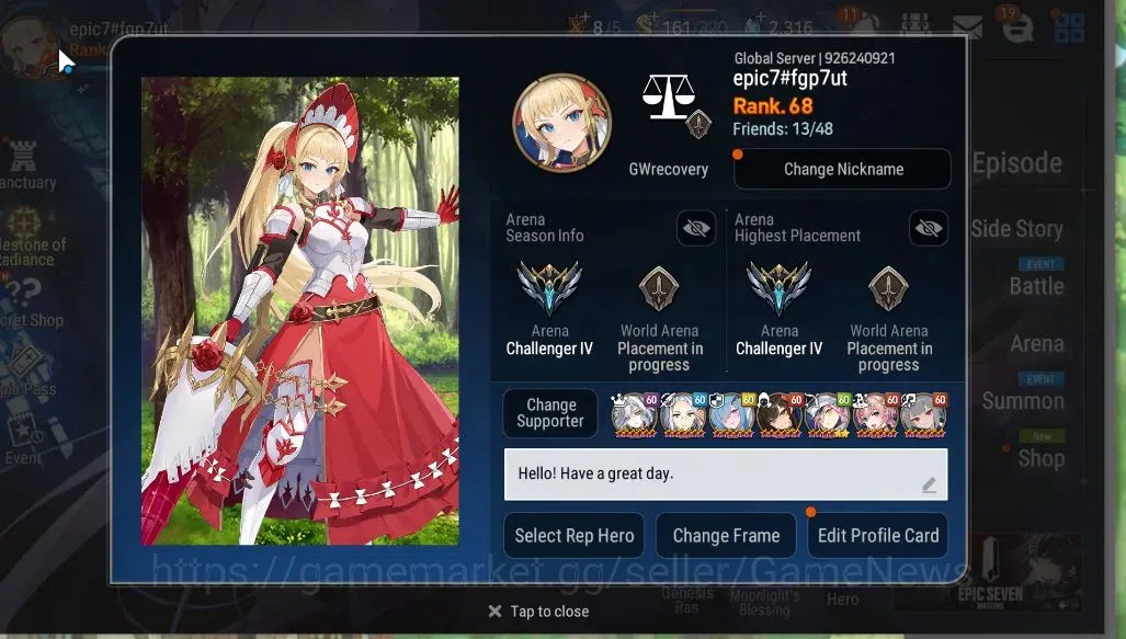 Epic Seven Accounts Mid-Tier GLOBAL Unverif|NewEra|11 ML(LOT Scales,BARunka,Eilynav,Etc)+Rinak(291 SPD),Setsuka,AS 2