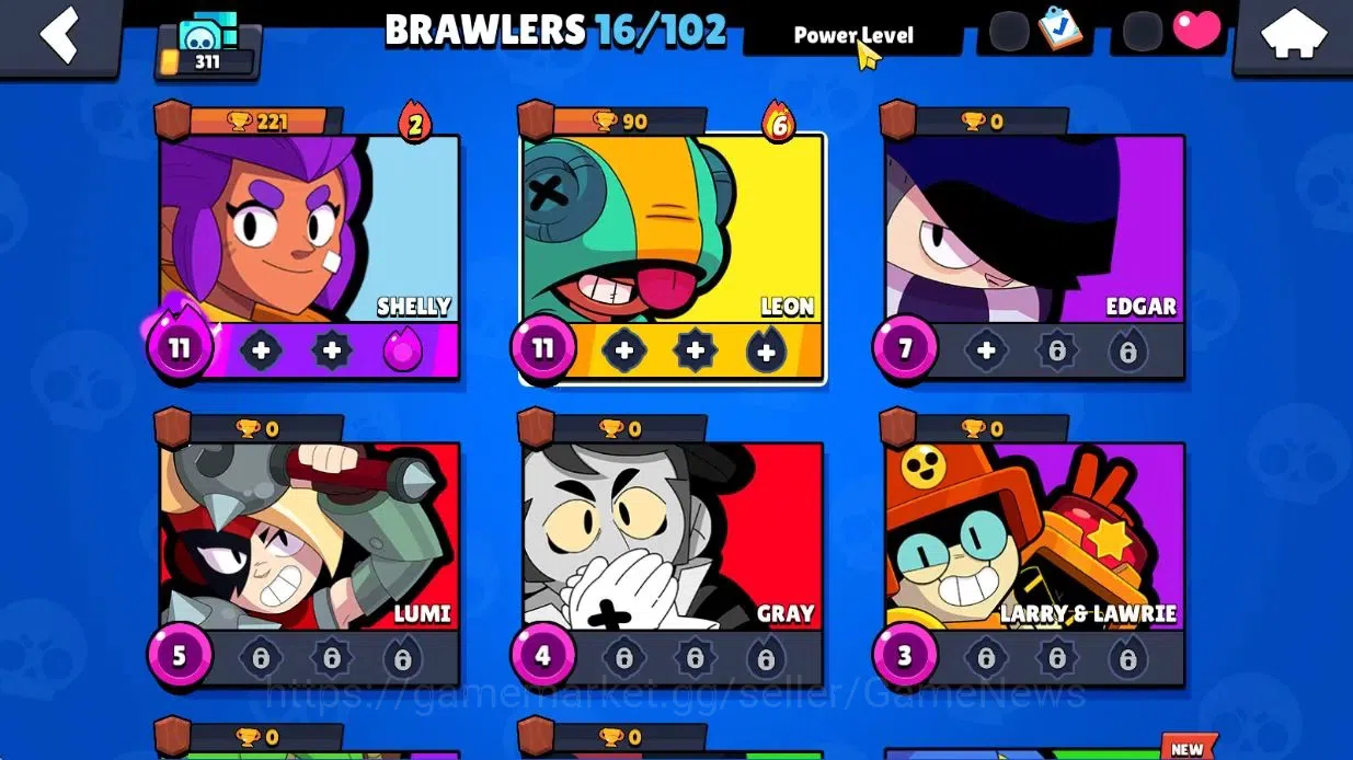 Brawl Stars Accounts 311 Trophy|16 Brawlers 2 Max Lvl|2 Epic Skins [Angel Larry & Lawrie,Royale Trunk]|3K PP|CN 5