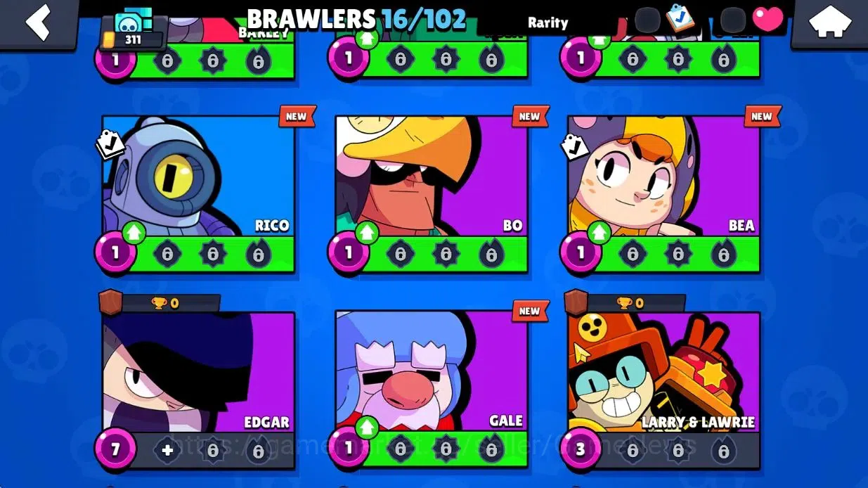 Brawl Stars Accounts 311 Trophy|16 Brawlers 2 Max Lvl|2 Epic Skins [Angel Larry & Lawrie,Royale Trunk]|3K PP|CN 7