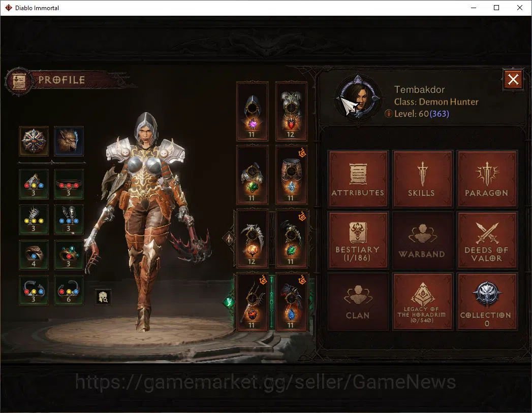 Diablo Immortal Accounts NA-High Heaven|Lv60(363)Demon Hunter |30K CR|Reso  image 3