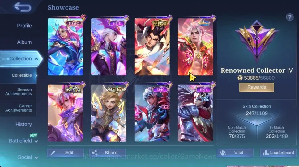 Mobile Legends: Bang Bang Accounts Hero 126|Skin 247|High Glory 65|Recall Fire Crown| image 3