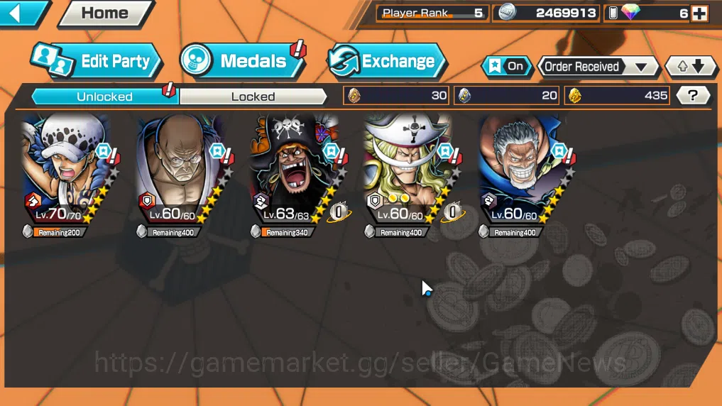 One Piece Bounty Rush Accounts Global|5EX|T5E V.Nusjuro,TFE Marshal D.Teach,WI Tr image 4