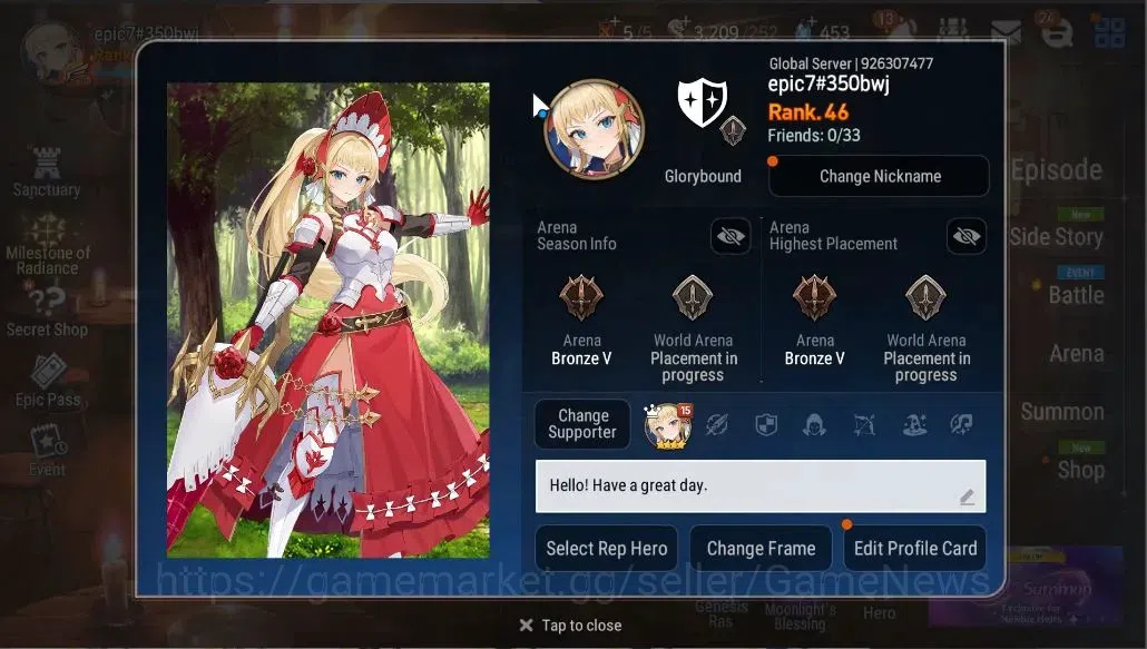Epic Seven Accounts GLOBAL UNVERIF|5 ML(SP Politis,STaeyou,Straze,MChl image 2