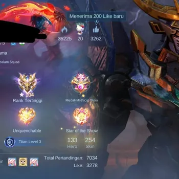 Mobile Legends: Bang Bang Accounts Collector Akun Mobile Legend DM utuh 51K, Skin Argus Collector, Magic Stone Utuh
