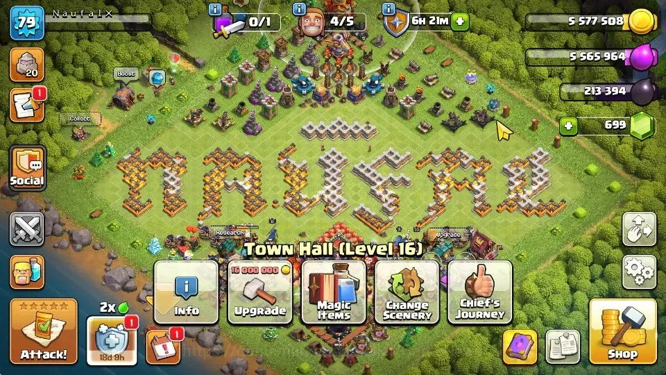 Clash of Clans Accounts High-End Level 79|Town Hall 16|Hero Hall 7|2 Limited Skin Barbarian King|BK 32,AQ 33,GW 9,MP 28,RC 1